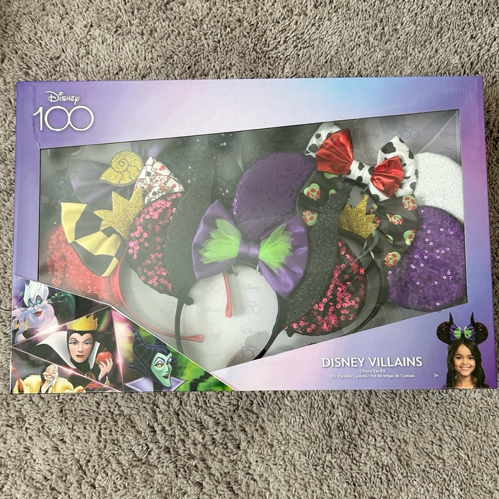 New in box Disney 100 years Villains Headband Ears Set of 5